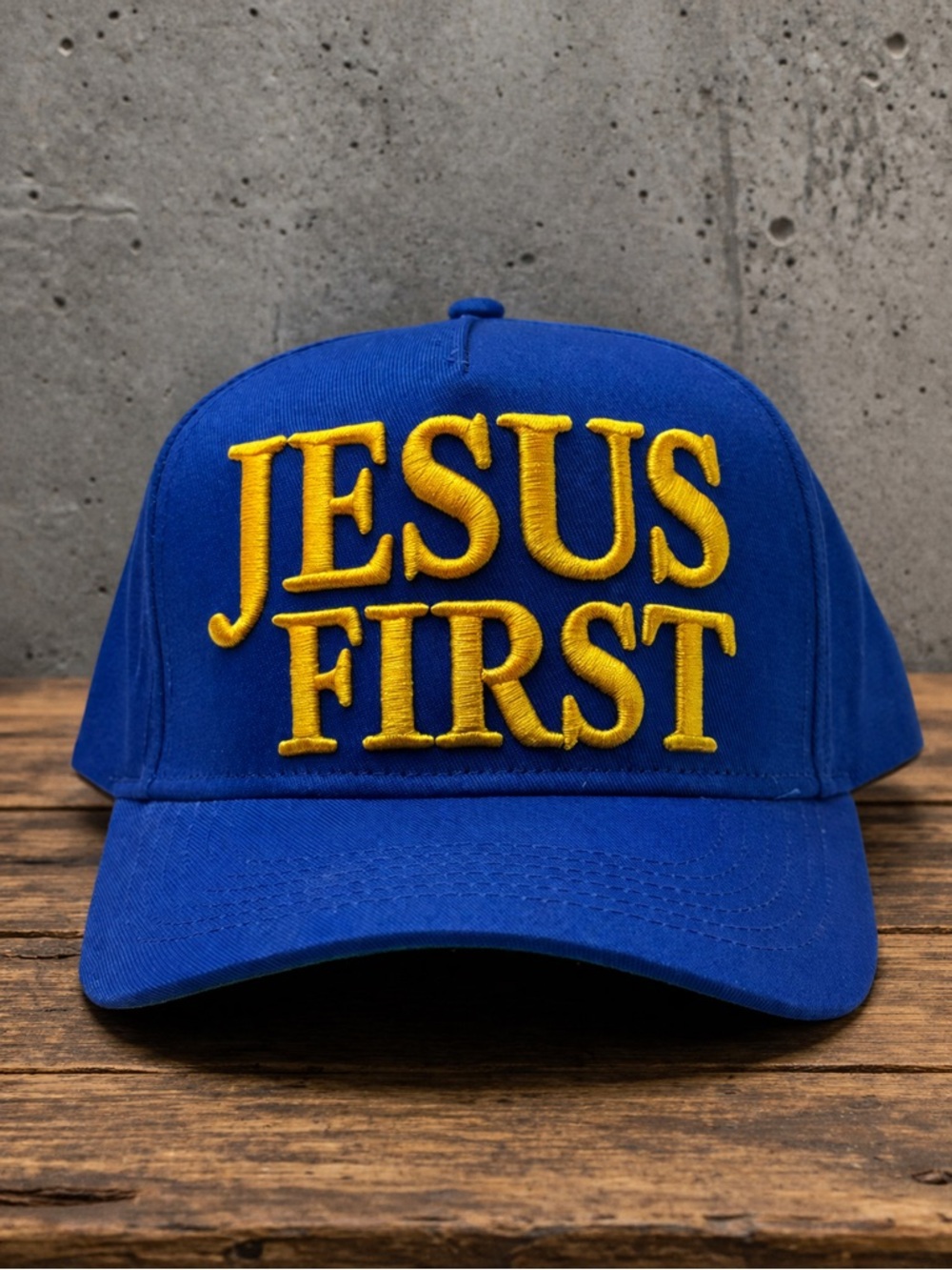✝️ JESUS FIRST HAT BOLD 3D EMBROIDERED SNAPBACK BASEBALL CHRISTIAN CROSS BLUE